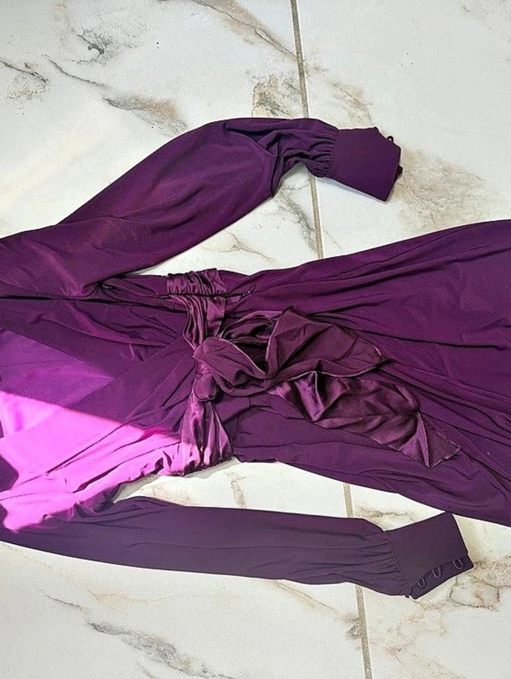 Anne Klein Ruched Dress in Purple Size 2 Like New
